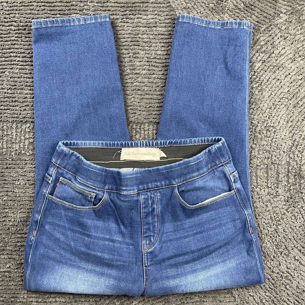 Soft Surroundings Women's Petite Medium Blue Pull-On Stretch Denim Jeggings